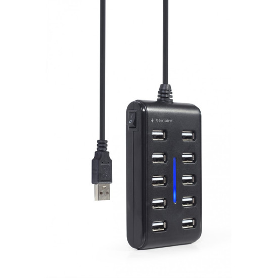 HUB USB 2.0 10-portowy czarny 