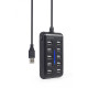 HUB USB 2.0 10-portowy czarny 