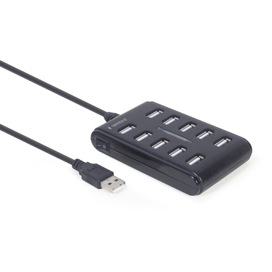 HUB USB 2.0 10-portowy czarny 