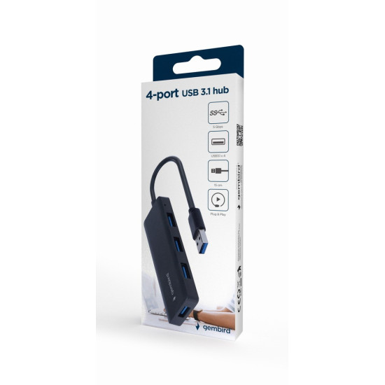 HUB 4-portowy USB 3.2 (Gen.1) czarny