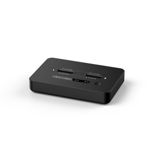 Stacja dokująca do komputerów stacjonarnych z dwoma dyskami SSD USB typu C, M.2 NVME (i SATA), czarna