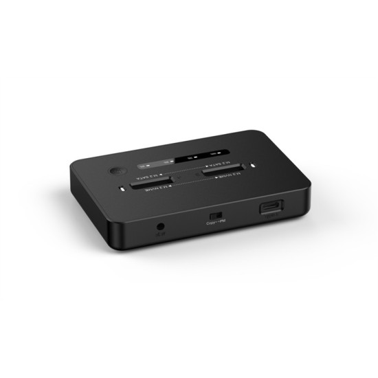 Stacja dokująca do komputerów stacjonarnych z dwoma dyskami SSD USB typu C, M.2 NVME (i SATA), czarna