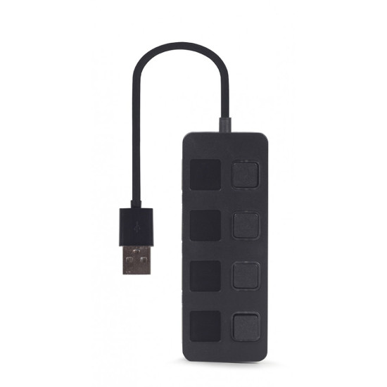 HUB USB 2.0 4-portowy z przełącznikami, czarny 