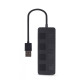 HUB USB 2.0 4-portowy z przełącznikami, czarny 