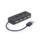 HUB USB 2.0 4-portowy z przełącznikami, czarny 