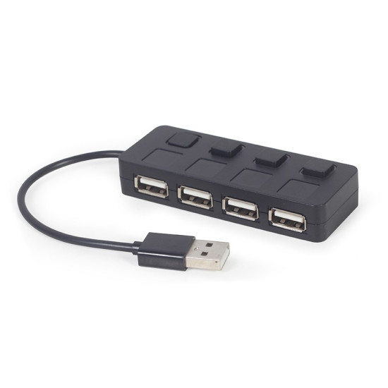 HUB USB 2.0 4-portowy z przełącznikami, czarny 