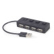 HUB USB 2.0 4-portowy z przełącznikami, czarny 