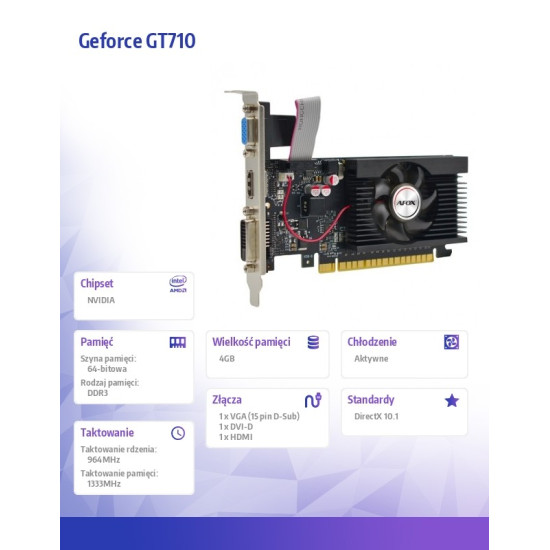 Karta graficzna - Geforce GT710 4GB DDR3 64Bit DVI HDMI VGA LP V3
