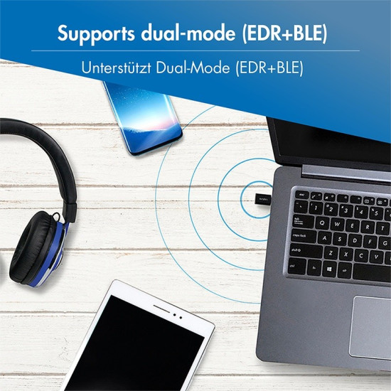 Adapter BT5.3, USB-C Gen1, 3Mbps, 20m, czarny 