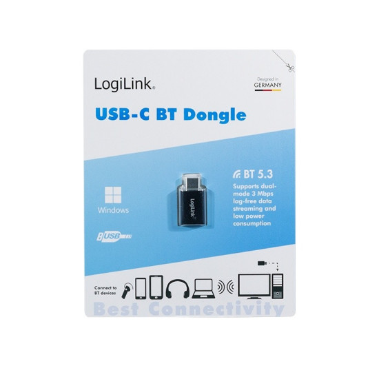 Adapter BT5.3, USB-C Gen1, 3Mbps, 20m, czarny 