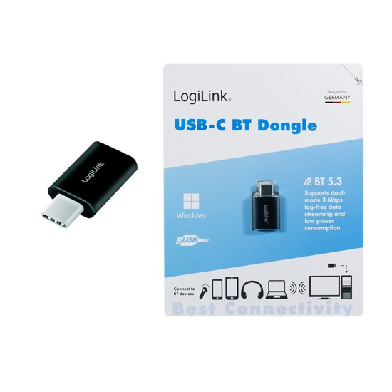 Adapter BT5.3, USB-C Gen1, 3Mbps, 20m, czarny 
