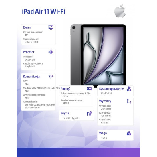 iPad Air 11 cali WiFi 512GB Gwiezdna szarość
