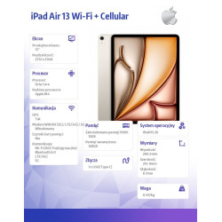 iPad Air 13 cali Wi-Fi + Cellular 128GB Księżycowa poświata