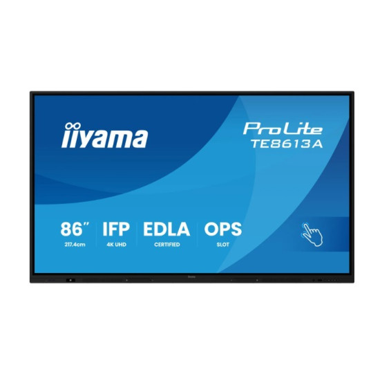 Monitor interaktywny 86 cali TE8613A-B2AG INFRARED,40pkt,IPS,4K,7H,500cd/m2, WiFi,USB, ANDROID 14, Google EDLA,2x20W, UCHWYT ŚCIENNY 
