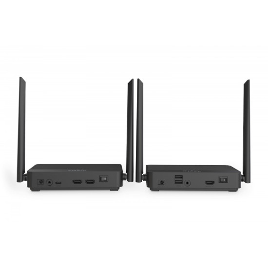 Przedłużacz / Extender HDMI bezprzewodowy z KVM do 100m | UHD 4K@60Hz | Audio | Niskie opóźnienie 16ms (Zestaw)
