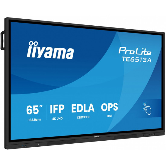 Monitor interaktywny 65 cali TE6513A-B2AG INFRARED,40pkt,IPS,4K,7H,500cd/m2, WiFi,USB, ANDROID 14, Google EDLA,2x20W, UCHWYT ŚCIENNY 