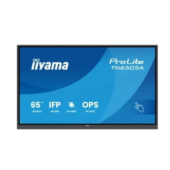 Monitor 65 cali TN6505A-B1AG IPS,4K,40pkt,500cd,nonOS,1200:1,5ms, DeepContrast-IR+, 1xVGA,2xHDMI,DP,USB-C(PD65W),2xRJ45,2x20W,PiP,PbP,UCHWYT ŚCIENN