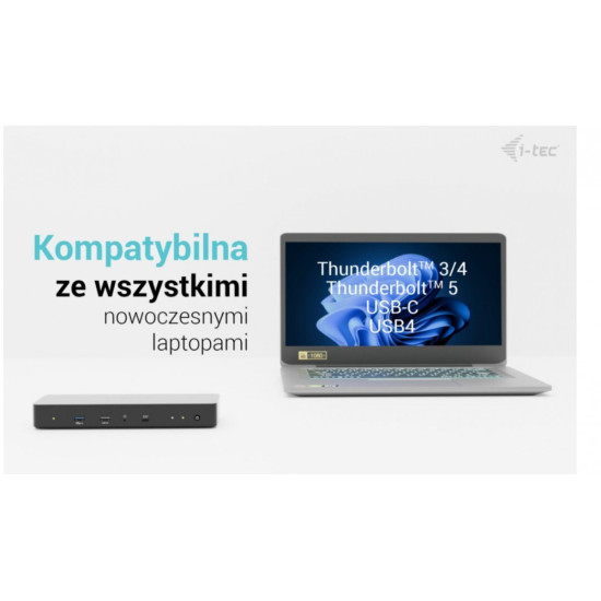 Stacja dokująca Thunderbolt 4 Intelligent Dual Display Power Delivery 90W 2x DP Video TB AUDIO LAN  USB-A 10Gbps USB-C 10 Gbps Kensington lock