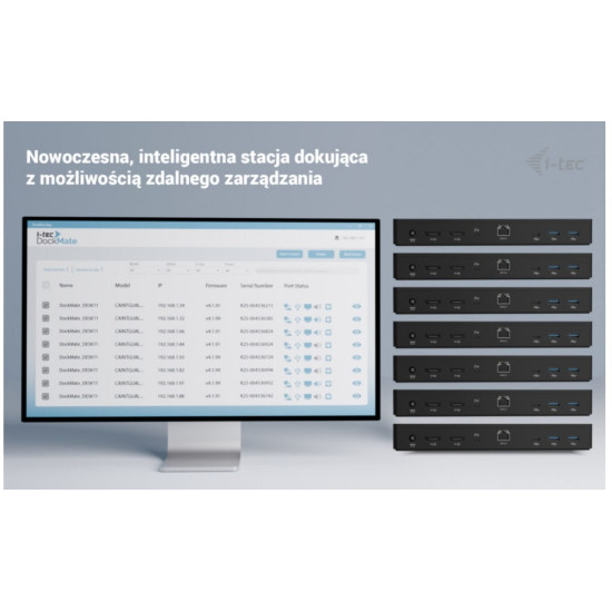 Stacja dokująca Thunderbolt 4 Intelligent Dual Display Power Delivery 90W 2x DP Video TB AUDIO LAN USB-A 10Gbps USB-C 10 Gbps Kensington lock