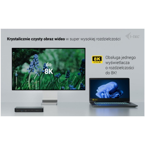 Stacja dokująca Thunderbolt 4 Intelligent Dual Display Power Delivery 90W 2x DP Video TB AUDIO LAN  USB-A 10Gbps USB-C 10 Gbps Kensington lock
