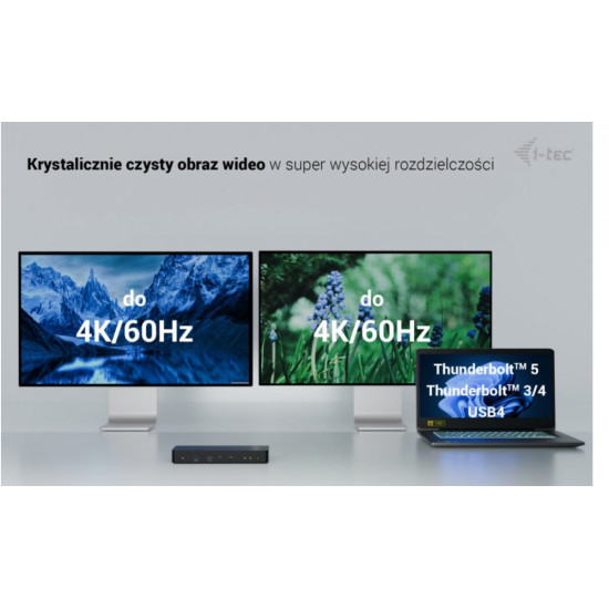 Stacja dokująca Thunderbolt 4 Intelligent Dual Display Power Delivery 90W 2x DP Video TB AUDIO LAN  USB-A 10Gbps USB-C 10 Gbps Kensington lock