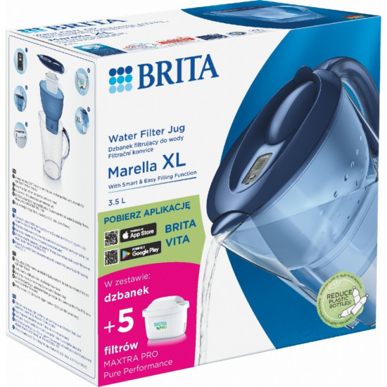 Dzbanek filtrujący 3.5l Marella XL + 5 wkładów filtrujących MAXTRA PRO Pure Performance, niebieski
