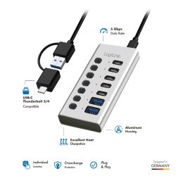 Hub 7xUSB-A/C z przełącznikiem on/off 