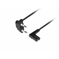 Kabel zasilający EURO (radiowy) CEE 7/16- IEC 320 C7 1.8m kątowy VDE czarny