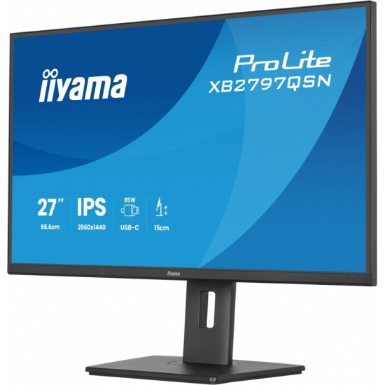 Monitor 27 cali XB2797QSN-B1 IPS/3.7 megapixel QHD, HAS150/ 350cd/1ms/HDMI/Displayport, USBC DOCK 65W, 4USB HUB, RJ45