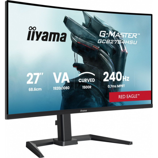 Monitor 27 cali GCB2784HSU-B1 FHD, 0.7ms, VA, 1500R, 240Hz, 2xHDMI, DP, 2xUSB, FreeSync Premium -1920x1080 (48-240Hz), HDR10, 2x2W, HAS150(PIVOT)