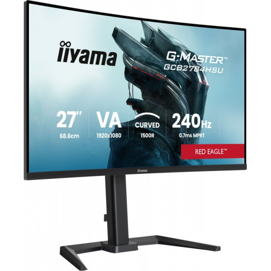 Monitor 27 cali GCB2784HSU-B1 FHD, 0.7ms, VA, 1500R, 240Hz, 2xHDMI, DP, 2xUSB, FreeSync Premium -1920x1080 (48-240Hz), HDR10, 2x2W, HAS150(PIVOT)
