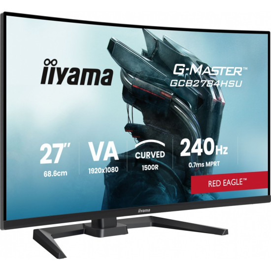 Monitor 27 cali GCB2784HSU-B1 FHD, 0.7ms, VA, 1500R, 240Hz, 2xHDMI, DP, 2xUSB, FreeSync Premium -1920x1080 (48-240Hz), HDR10, 2x2W, HAS150(PIVOT)