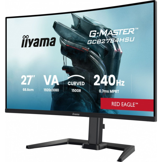 Monitor 27 cali GCB2784HSU-B1 FHD, 0.7ms, VA, 1500R, 240Hz, 2xHDMI, DP, 2xUSB, FreeSync Premium -1920x1080 (48-240Hz), HDR10, 2x2W, HAS150(PIVOT)