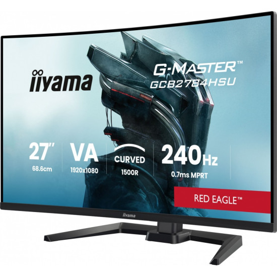 Monitor 27 cali GCB2784HSU-B1 FHD, 0.7ms, VA, 1500R, 240Hz, 2xHDMI, DP, 2xUSB, FreeSync Premium -1920x1080 (48-240Hz), HDR10, 2x2W, HAS150(PIVOT)