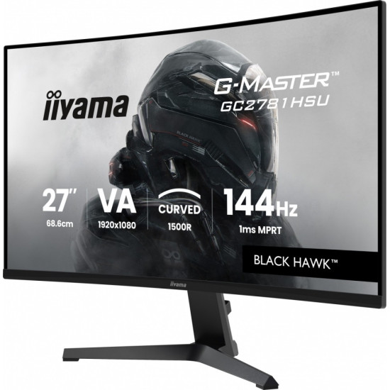 Monitor 27 cali GC2781HSU-B1 VA, FHD, 144Hz, 1ms, 2xUSB, 1500R, 350 cd, 4000:1, HDMI, DP, FreeSync -1920x1080 (48-144Hz), 2x2W