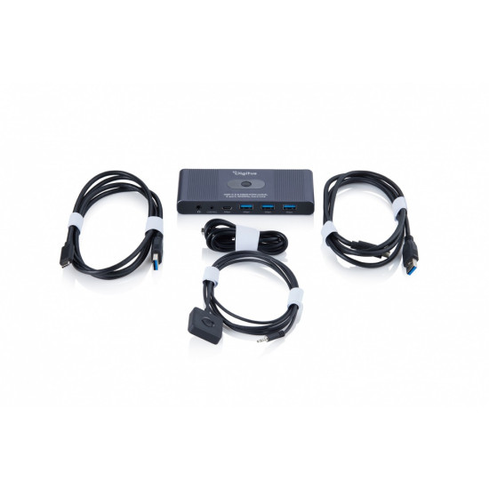 Przełącznik / Switch KVM HDMI 2x1 | UHD 4K@60Hz | 3x USB-A 3.1 Gen1 | 1x USB-C USB 3.1 Gen1 | Audio | Core Line 
