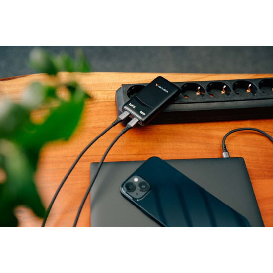 Ładowarka uniwersalna Fold n GO GaN 65W 2xUSB-C PD 3.0 PPS Czarna 