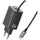 Ładowarka sieciowa JC Series CC266 65W GaN Fast Charger wbudowanykabel USB-C czarny 