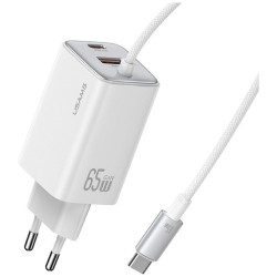 Ładowarka sieciowa JC Series CC266 65W GaN Fast Charger wbudowanykabel USB-C biała 
