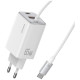 Ładowarka sieciowa JC Series CC266 65W GaN Fast Charger wbudowanykabel USB-C biała 