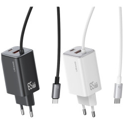 Ładowarka sieciowa JC Series CC266 65W GaN Fast Charger wbudowanykabel USB-C biała 