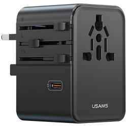 Ładowarka Travel Adapter 70W US/AU/EU/UK 3xUSB-C 4w1 czarny 
