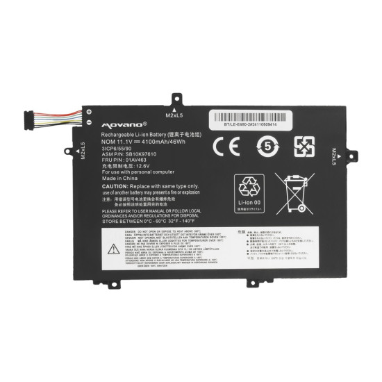 Bateria 01AV463 SB10K97610 do Lenovo L480 L490 L580 L590 L14 L15 - 4100 mAh (46 Wh)