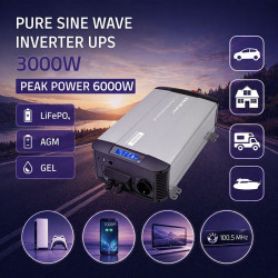 Przetwornica napięcia Pure Sine Wave | 12V na 230V | 3000/6000W |UPS BYPASS 