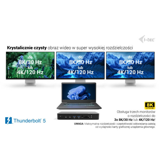Stacja dokująca Thunderbolt 5 Triple Display Docking Station M.2 slot 6xUSB 2.5 GLAN PD 140W