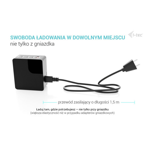 Ładowarka 140W Intelligent Multiport USB Charger 3xUSB-C 1xUSB-A LCD 150 cm