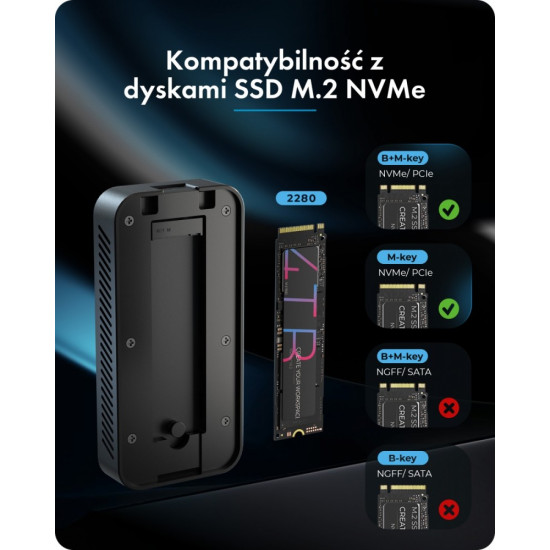 Obudowa z 80 Gbps IB-1980M-80G Thunderbolt 5 M.2 NVMe SSD