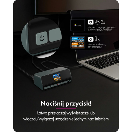 Stacja dokująca IB-DK2300-CH 11w1 USB, HDMI, 100W PD, LAN