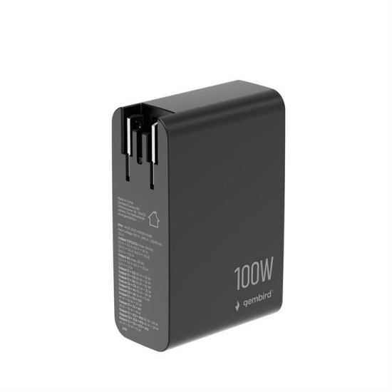 Ładowarka uniwersalna GaN 100W LCD 3xUSB-C 1xUSB-A czarna