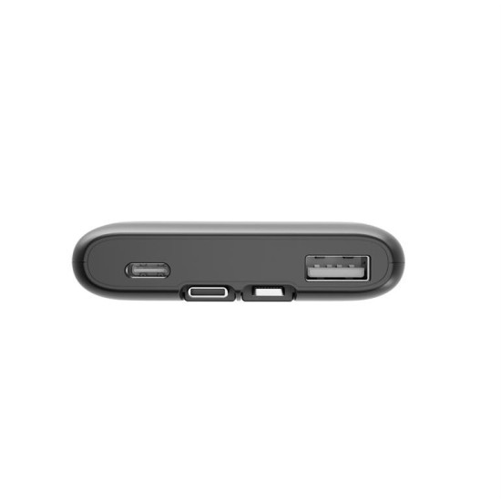 PowerBank 10000mAh ze zintegrowanymi kablami, LCD, QC3.0 20W, czarny